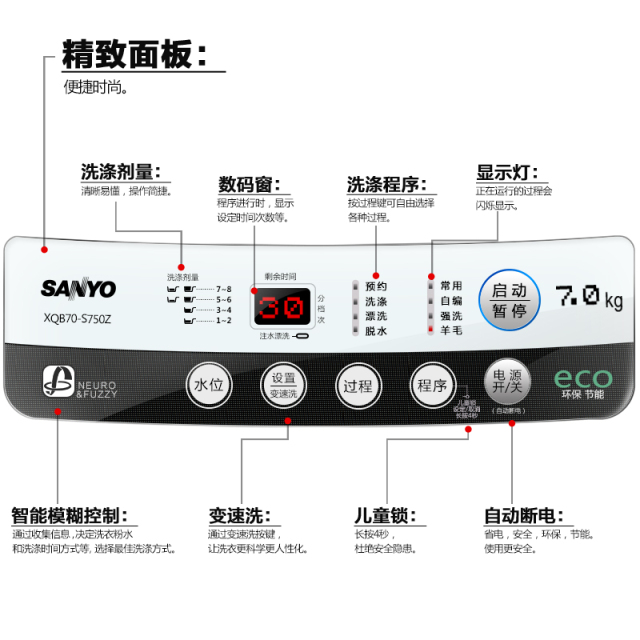 sanyo/三洋洗衣机xqb70-s750z